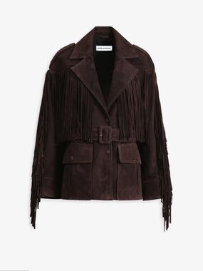 Nour Hammour Cassidy Oversized Suede Fringe Jacket